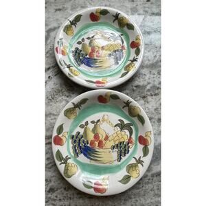 Laura Ashley Set Of 2 Hand Painted Fruit 8” Plates